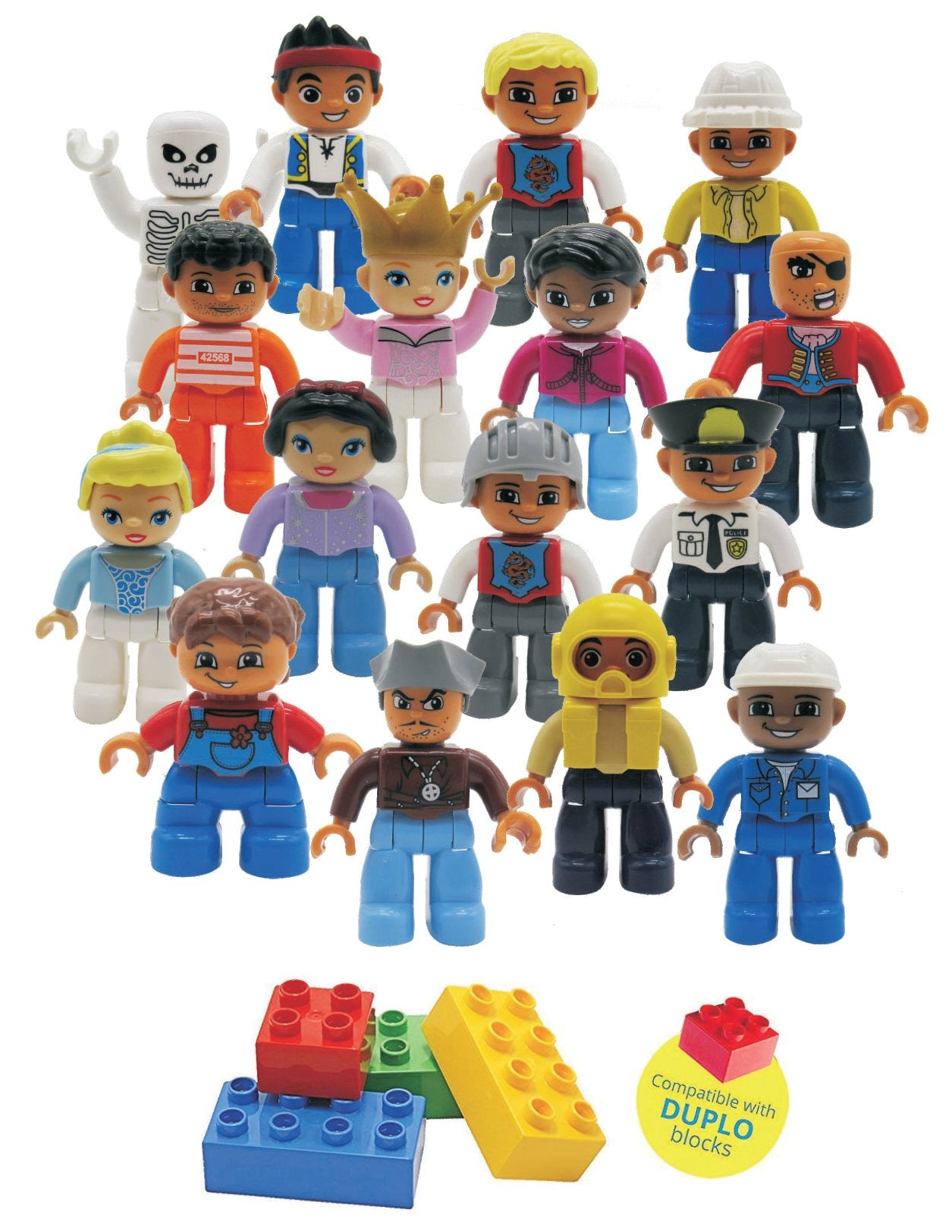 Kids Toys People Figures for Kids - Preschool Toys Building Blocks People Set for Kids - Compatible with Major Brands Building Blocks for Toddlers 1-6 - STEM Building Toys - (16 Toy Figures People)